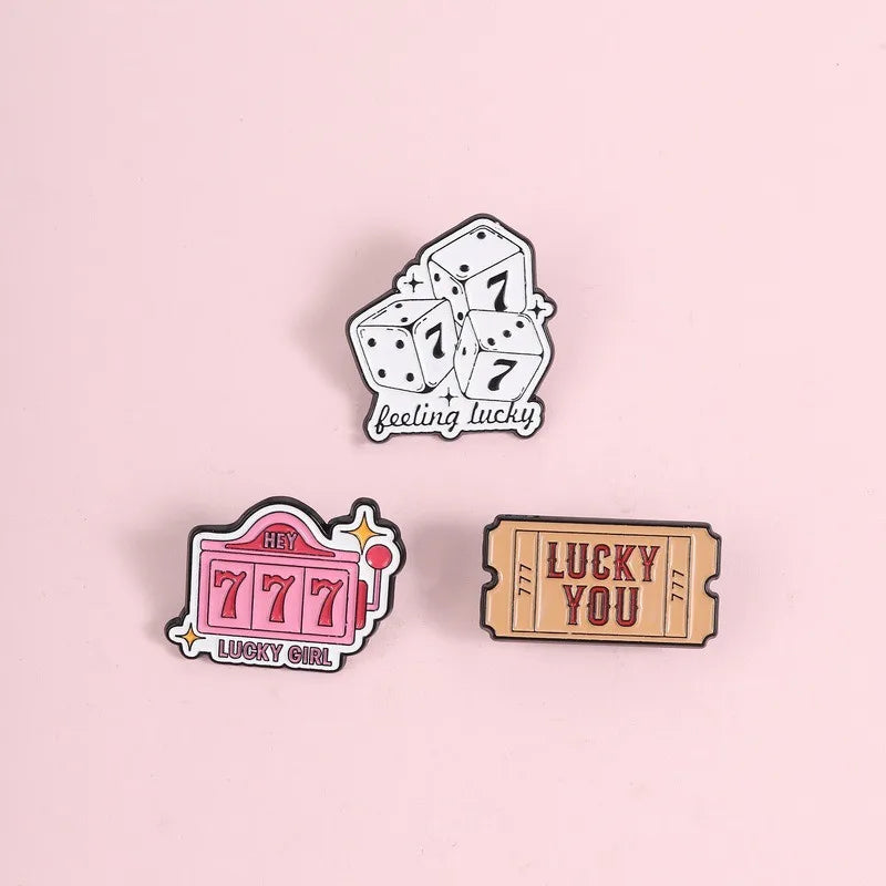 Cute Lucky Number 777 Enamel Pin Stylish Digital Pattern Metal Brooch For Backpack Clothing Decor Collection Holiday Small Gifts Qme