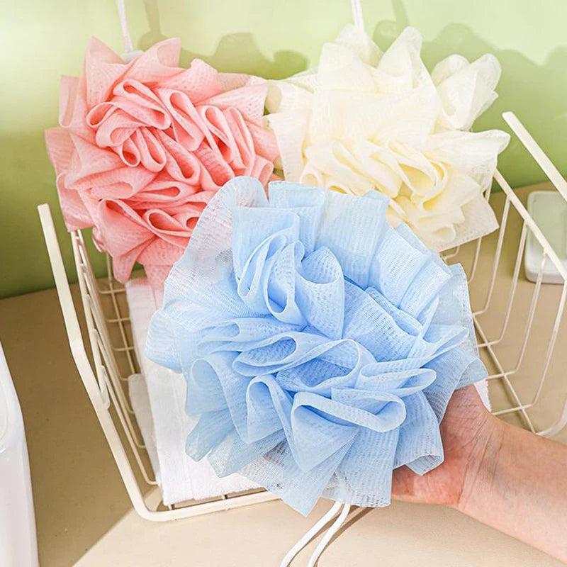 2-In-1 Bath Ball Towel Loofah Drawstring Closure Soap Soft Qme