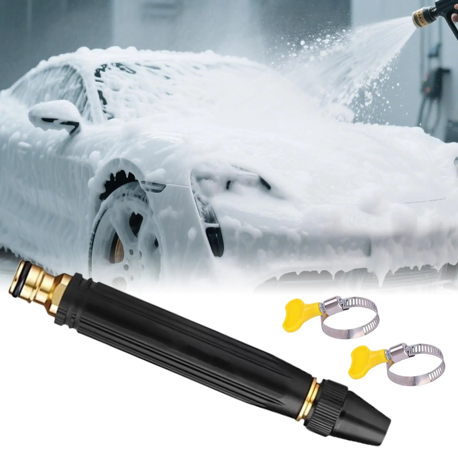 Adjustable Car Wash Water Gun Pressure Metal Straight Nozzle Washer Qme