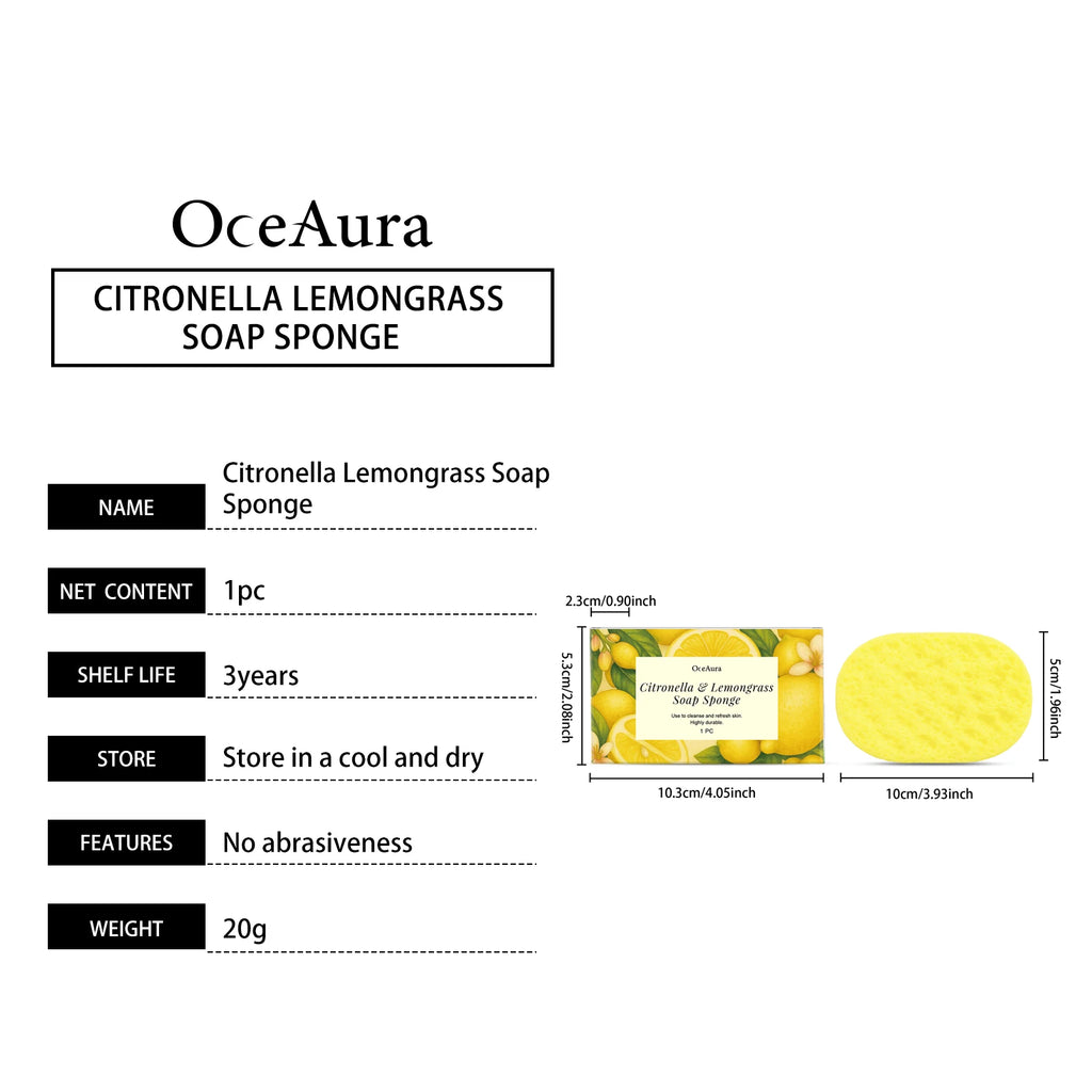 Citronella Lemongrass Soap Sponge Deep Cleansing Exfoliating Reusable Lather Enhancing Dead Skin Removing Body Cleanser Sponge Qme