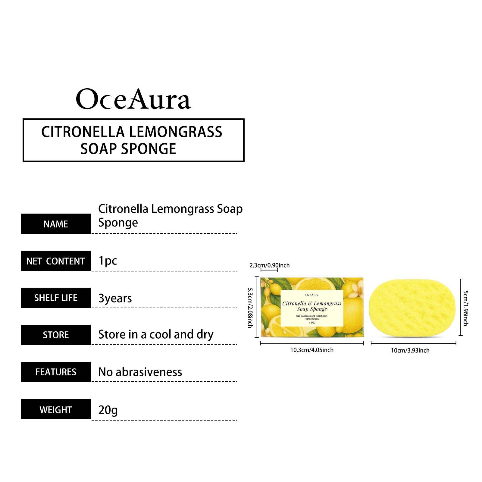 Citronella Lemongrass Soap Sponge Deep Cleansing Exfoliating Reusable Lather Enhancing Dead Skin Removing Body Cleanser Sponge Qme