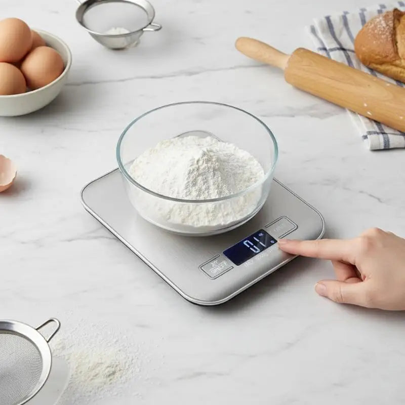 Digital Kitchen Scale LED Display Stainless Steel Panel Electronic Qme