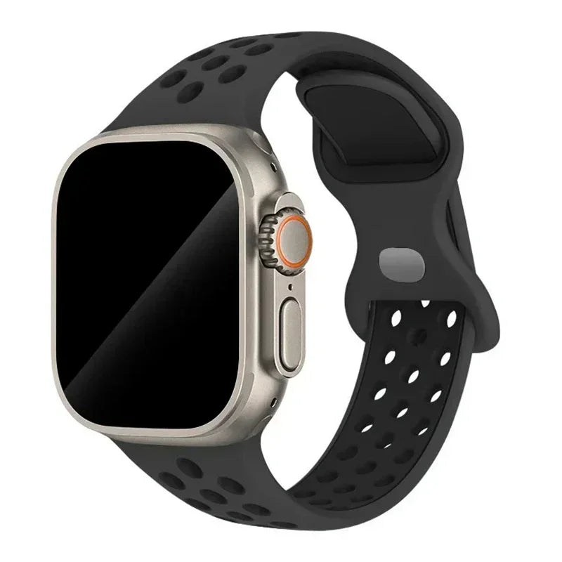 Silicone Strap for Apple Watch Band Ultra 2 49mm 38mm 42mm Sport Bracelet iWatch Series 9 8 7 41mm 45 mm 7 6 SE 5 4 3 44mm 40mm Qme