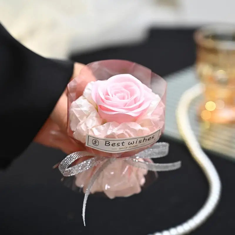 Mini Pocket Soap Flower Bouquet Artificial Rose Mother's Day Qme A6