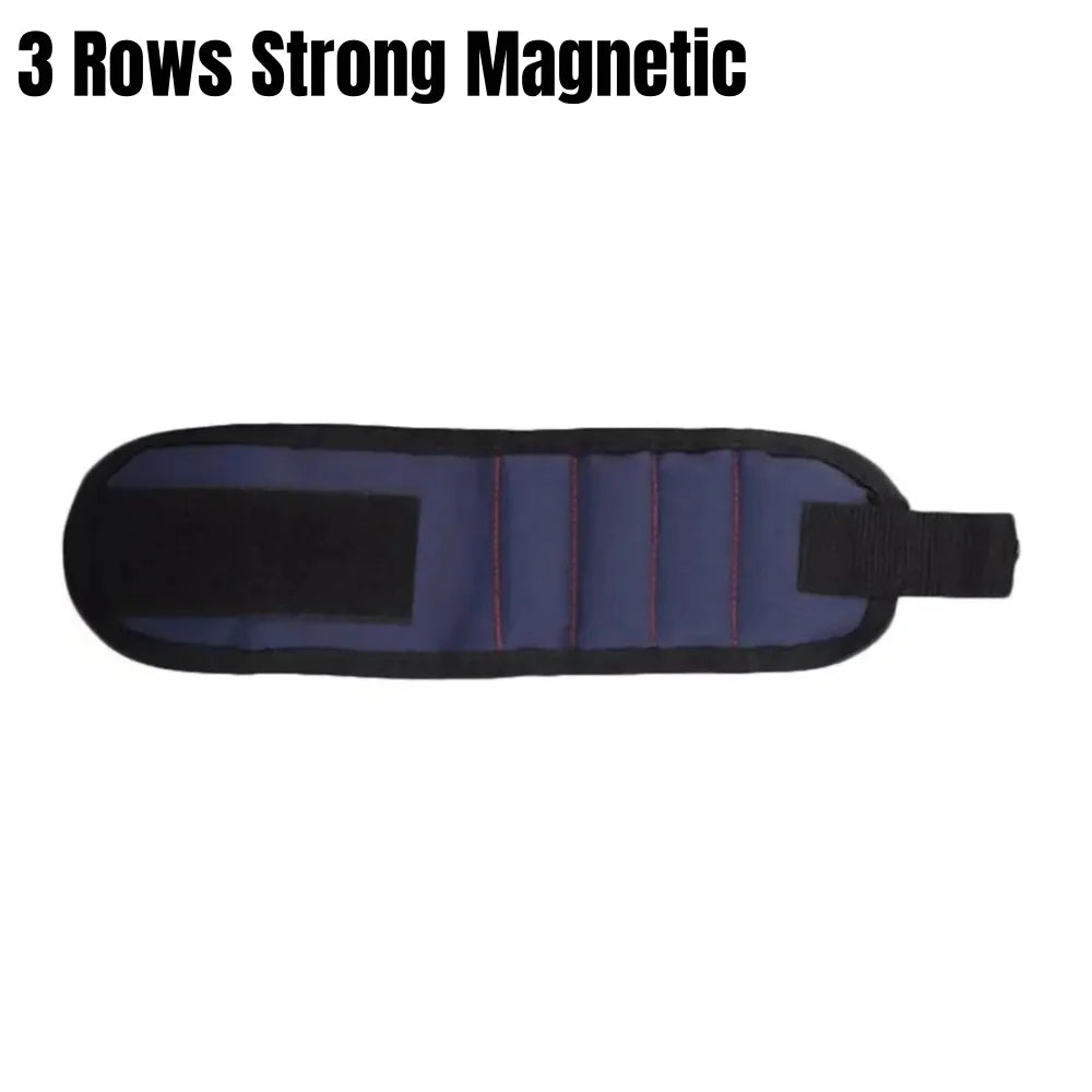 Strong Magnetic Wristband Portable Tool Bag Adjustable Magnetic fixation Tool Wrist Belt for Screws Metal Nails & Drilling Bits Qme Blue 3 Rows