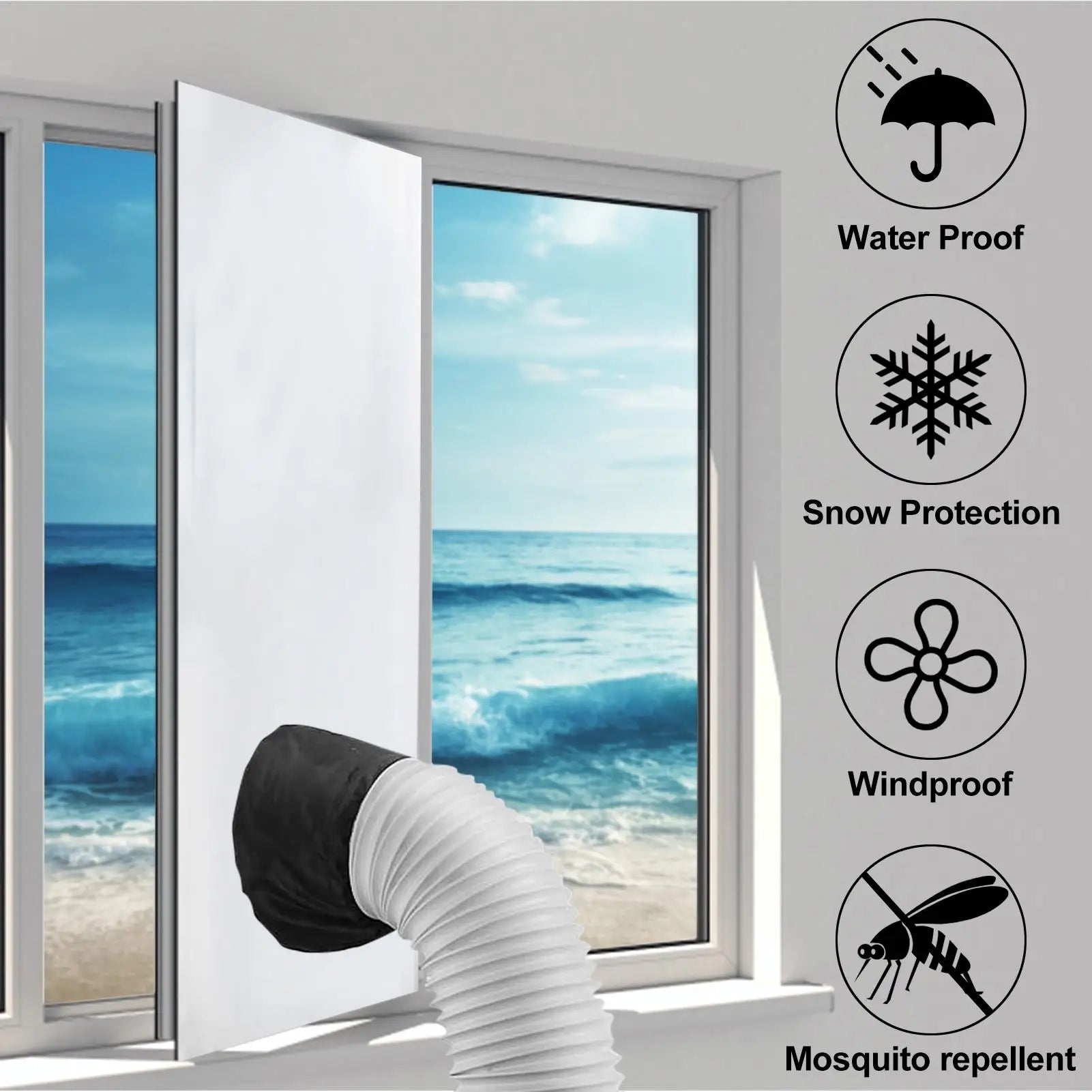 Air Conditioner Window Seal Windproof Waterproof Portable Seal Cloth Air Conditioner Accessories for Medium Large Casement Crank Qme