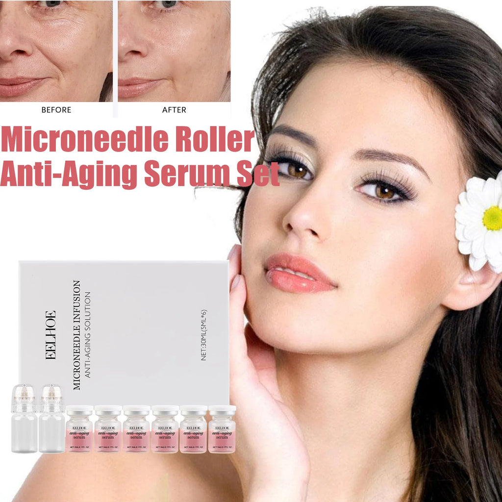 Microneedle Roller Set Anti-Aging Serum Rejuvenating Hydrating Facial Essence Firming Fade Fine Line Moisturizing Face Skin Care Qme