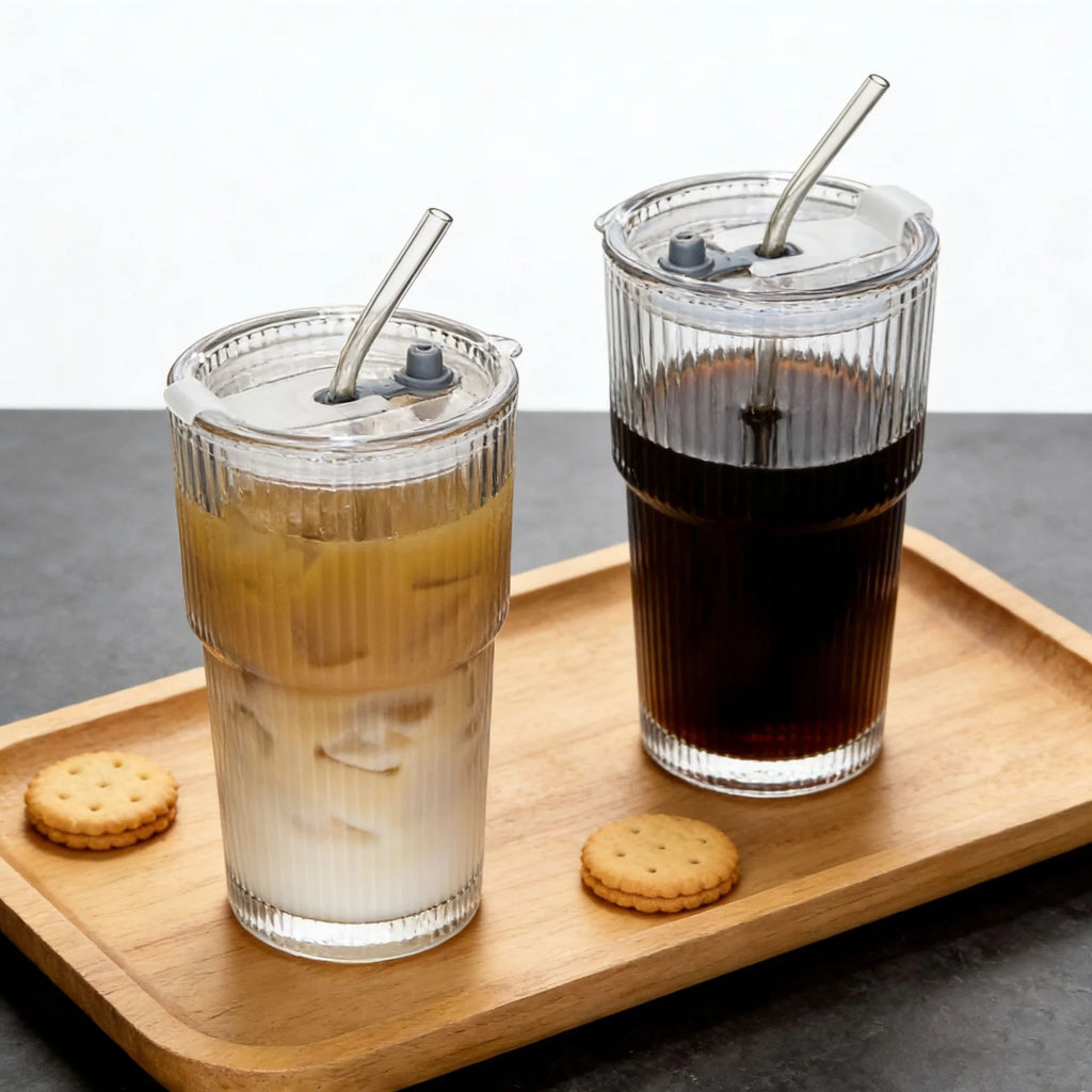 Large Capacity Cup Aesthetic Coffee Lid Water Simple Straw Vertical Qme