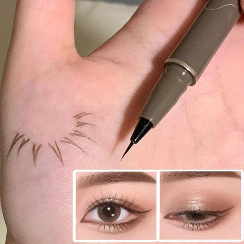 Waterproof Quick-drying Liquid Eyeliner Ultra-fine Matte Black Brown Qme