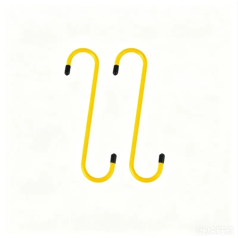 S-Shaped Brake Caliper Hanger Hooks with Rubber Tips - Universal Auto Tool for Brake Pad Replacement & Maintenance Qme Yellow 2pc