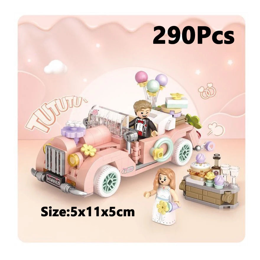 Mini Blocks City Series Street View Cartoon Rabbit Duck FOOD Truck Fruit/Icecream Shop Car Assemble DIY Toys Children Boys Gifts Qme 42010
