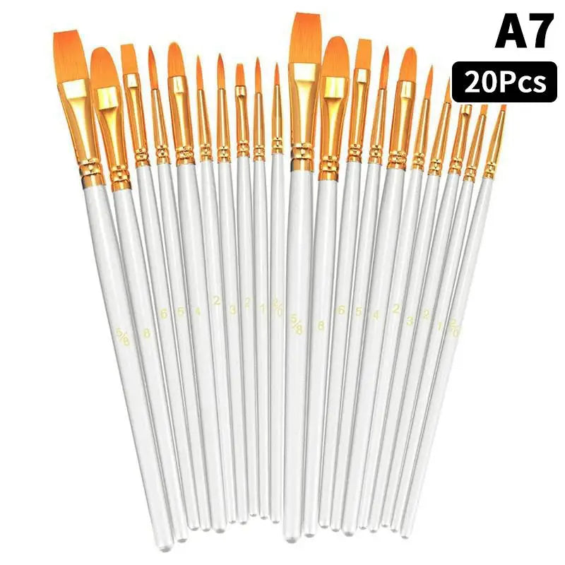Detail Painting Brushes Professional Round Flat Nylon Hair Watercolor Qme A7