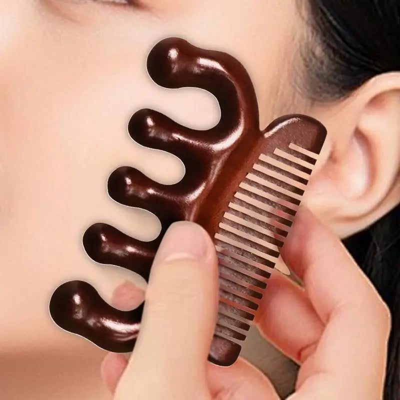 Sandalwood Comb Head Massager Five Tooth Whale Scalp Scraping Body Qme