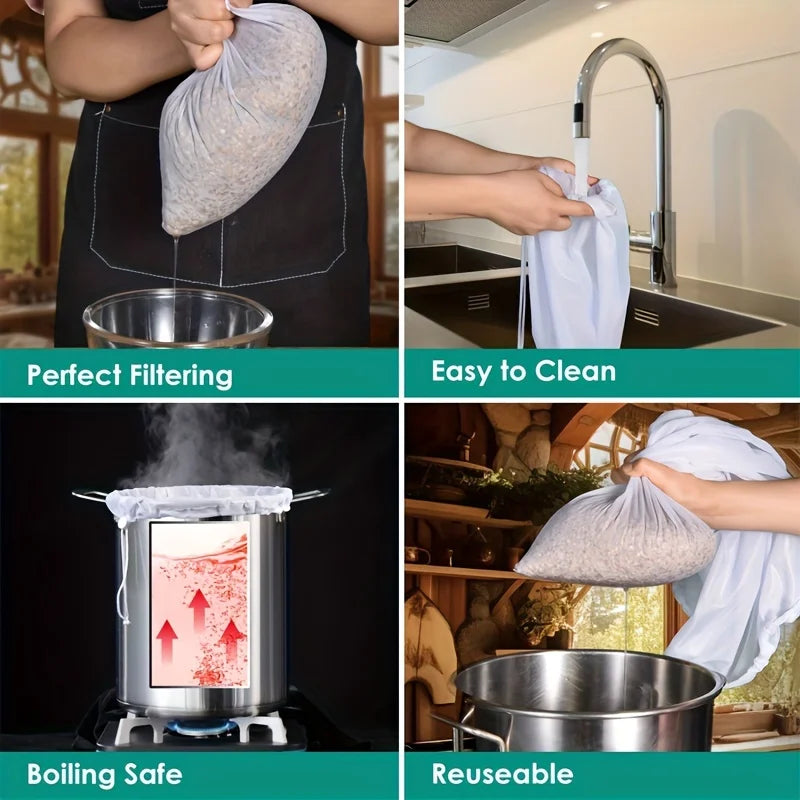 Reusable filter bags, suitable for cold brew coffee,tea the fine mesh is used to produce a fine pure pulp without pulp residue, Qme