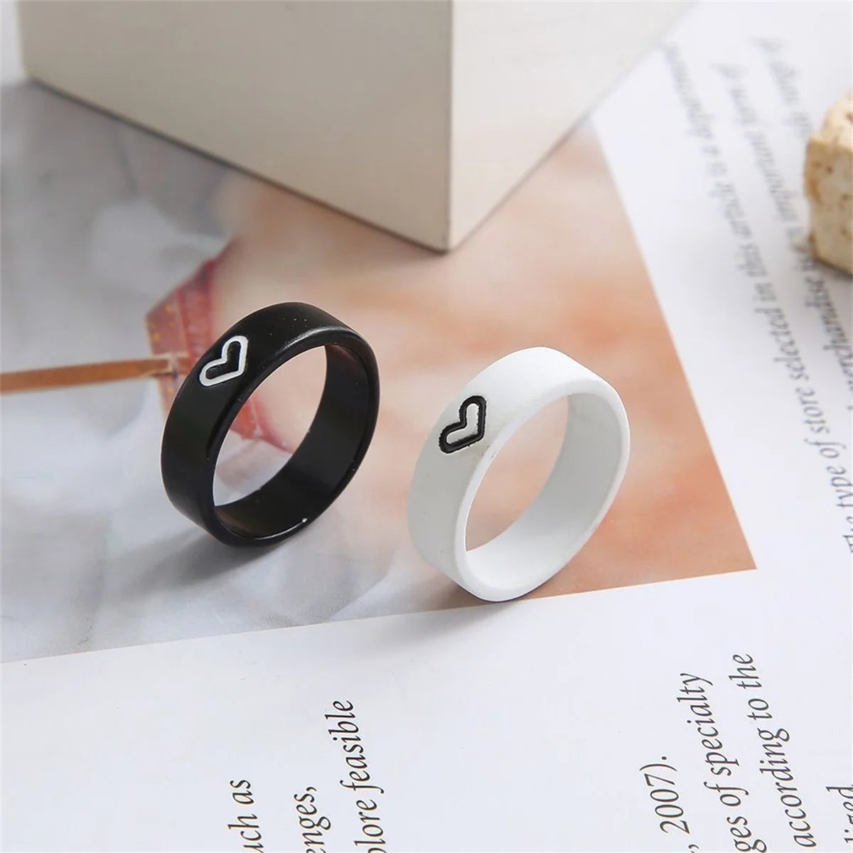 Couple Love Heart Matching Anniversary Couples Stuff Rings Ins Net Red For Women Men Valentines Day Aesthetic Jewelry Gift Set Qme 2 Pcs Size 7