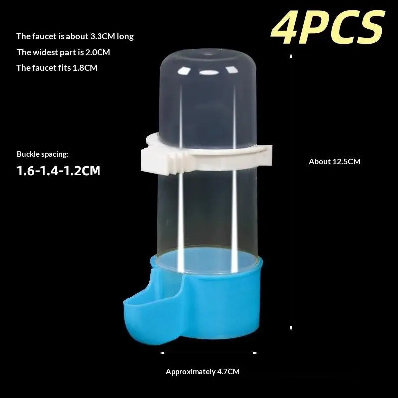 Bird Feeder Small Medium Large Pet Cage Accessories 2 4 8 Automatic Qme Blue 240ML 4pcs