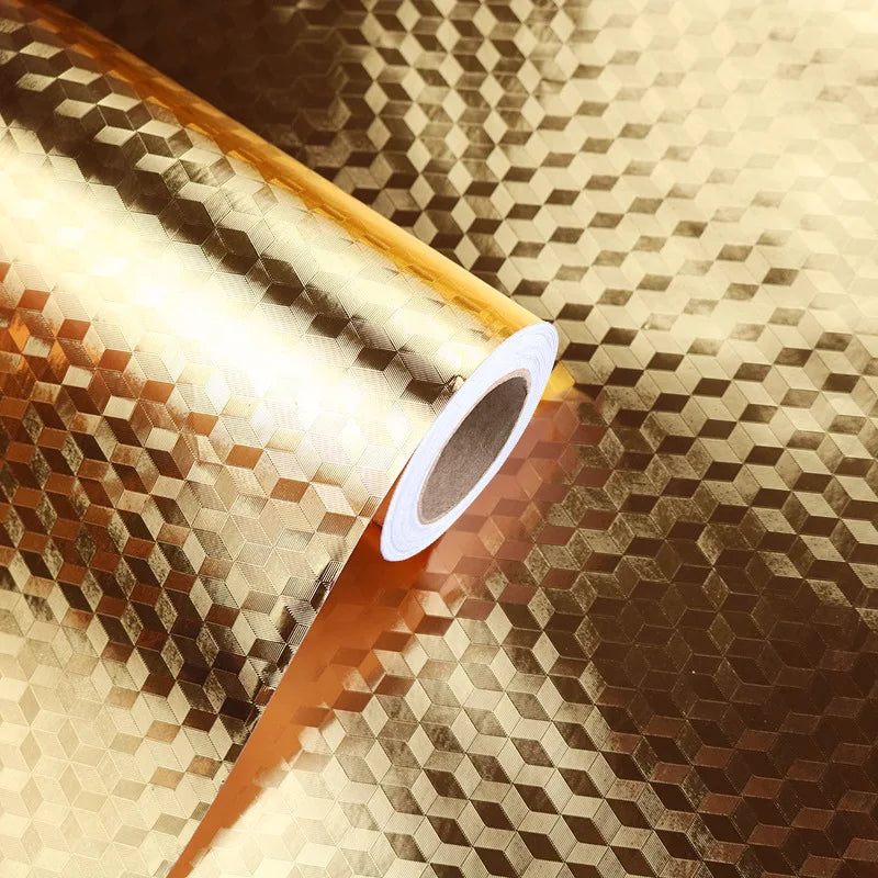 Kitchen Oil-proof Waterproof Stickers Aluminum Foil Stove Cabinet Qme Golden glazed 10mx40cm