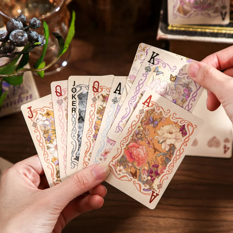 55 Sheets/Bag Vintage Floral Secret Garden Playing Cards Set for Stress Relief Game Party Christmas Fun Poker Night Supplies Qme
