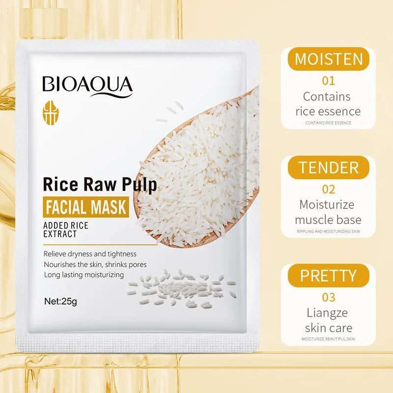 Rice Raw Pulp Facial Masks for Pore Refining Glass Skin Moisturizing Firming Hydrating Face Mask Sheets Mask Korean Skin Care Qme