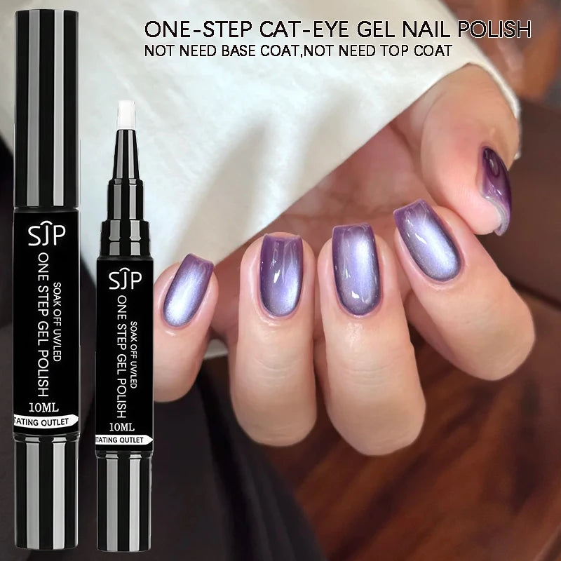Purple One-step Gel Cat Eye Nail Polish UV No Base Coat Needed Qme