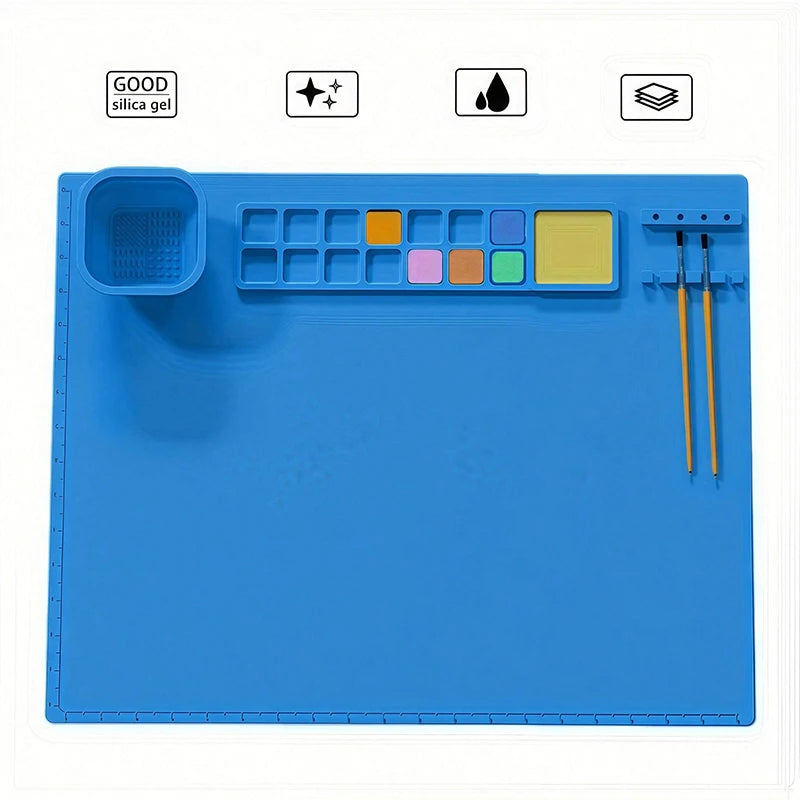 1PCS Silicone Painting Pad Brush Holder Silicone Mat,Silicone Art Drawing Pad Washable Graffiti Mat Birthday Gift Oil Paint Pad Qme