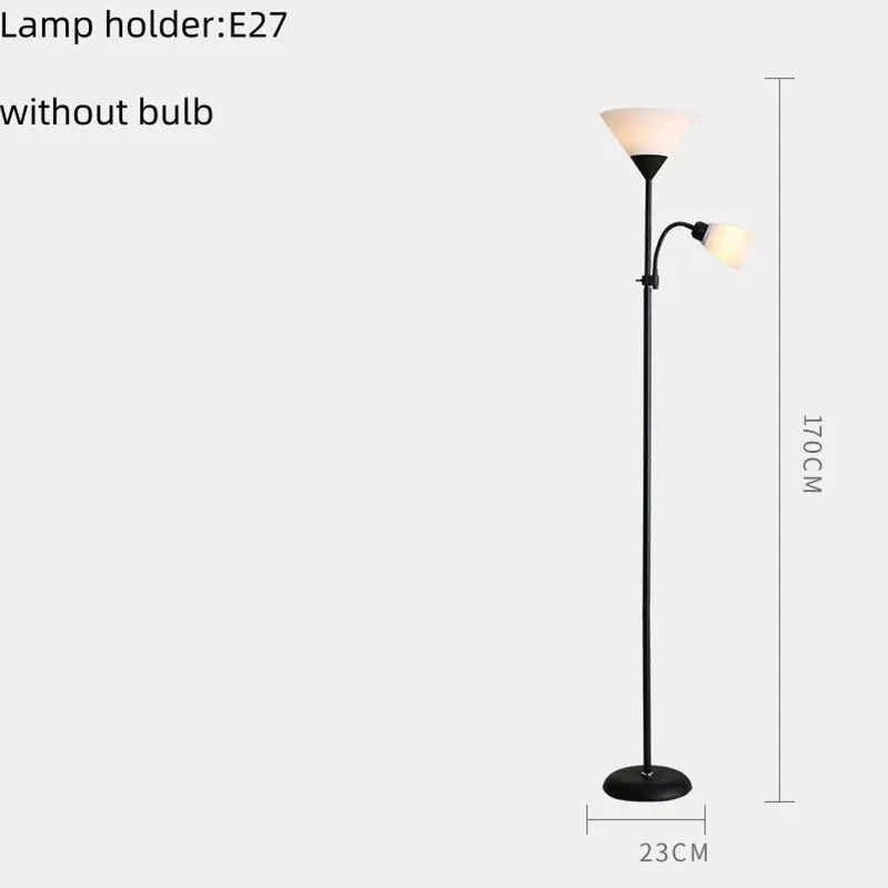 Nordic Minimalist and Fashionable Floor Lamp E27 Living Room Bedroom Study Bedside Modern Multifunctional LED Vertical Lamp Qme 2 lights