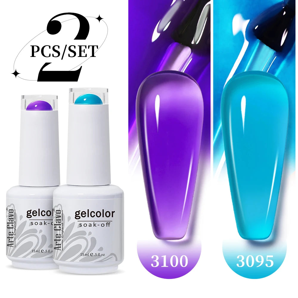 Arte Clavo Jelly Nail Gel Polish Supplies Purple Pink Red Blue Green