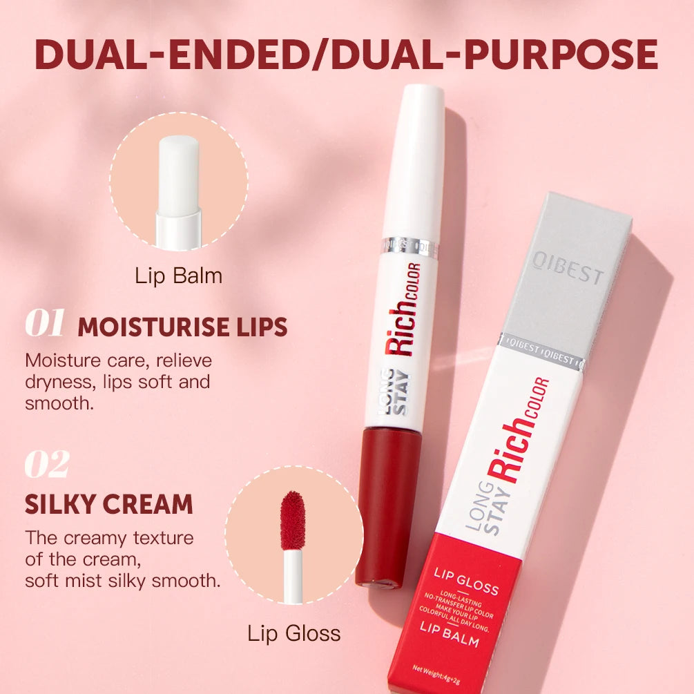 Double Head Matte Liquid Lipstick Waterproof Long-Lasting Lipgloss Makeup Lip Balm Moisturizing Repair Fine Lines Lips Cosmetic Qme