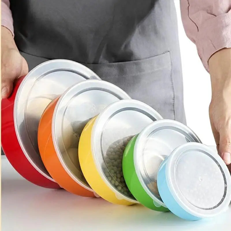 Kitchen Bakingcolorful Stainless Steel Mixing Bowls Lids Stackable Qme