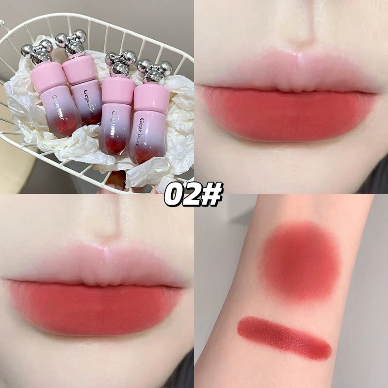 Gege Bear Cute Bow Lip Glaze Matte Velvet Clay Long-lasting Qme GX1359-02