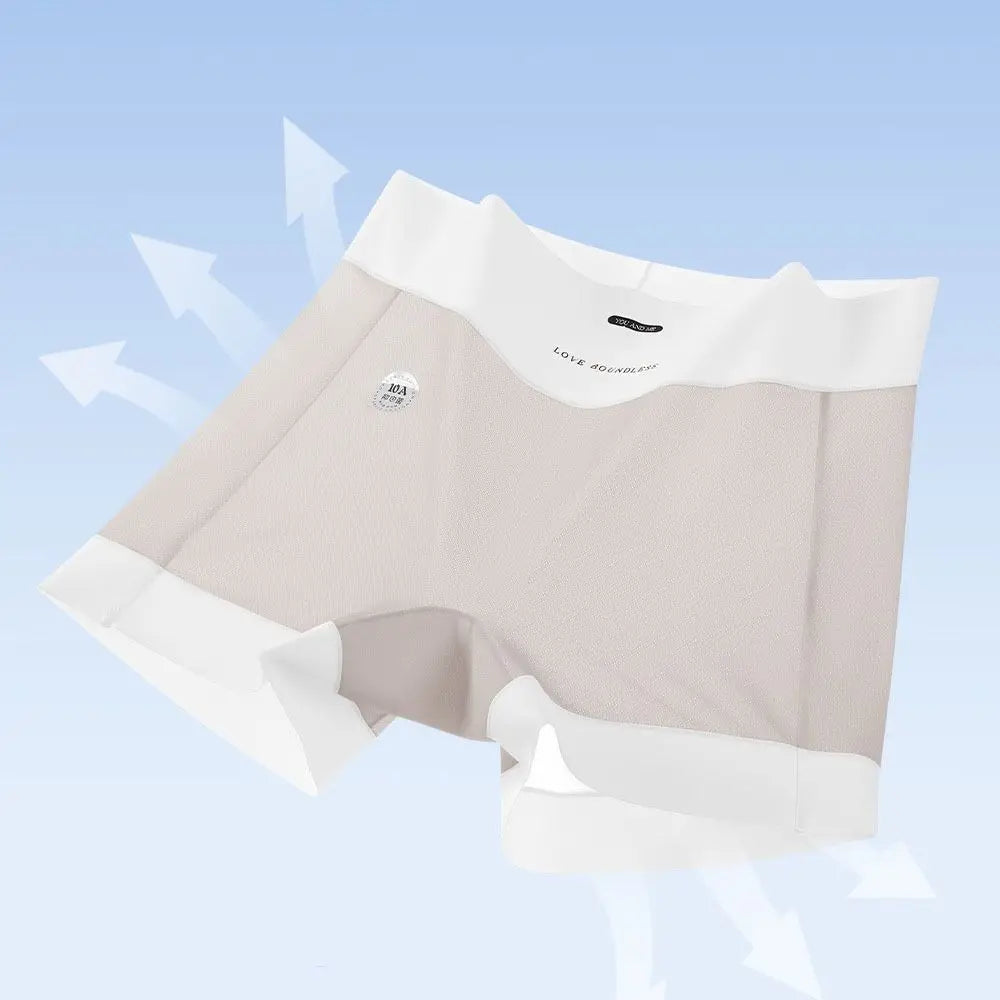 Fashion Thin Ice Silk Panties Large Size Cotton Crotch Women's Briefs Underpants Simple Anti-Glare Shorts Summer Qme