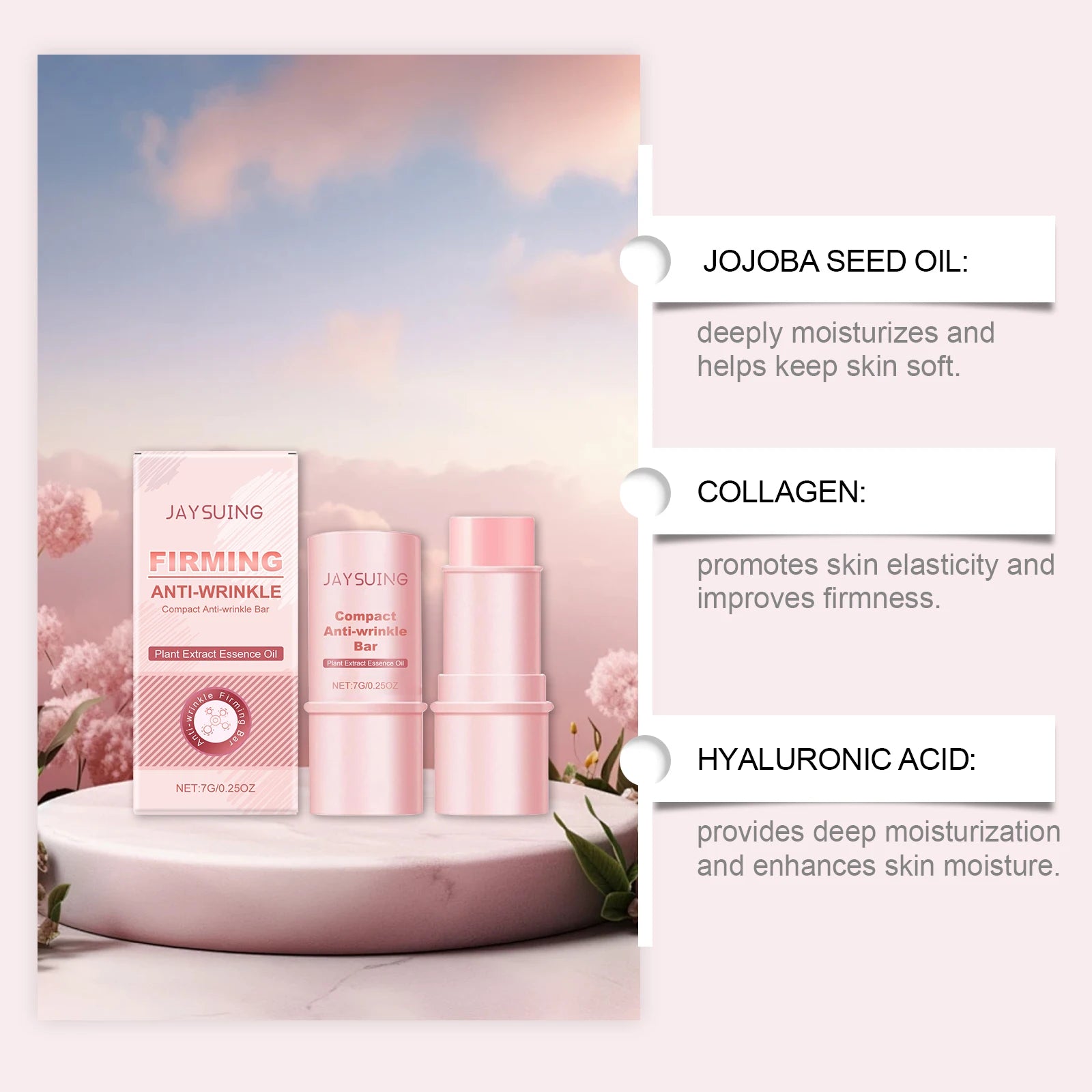 Collagen Firming Bar Anti-Wrinkle Tighten Sagging Skin Hydrating Collagen Moisturizer Face Balm Stick Watery Glow Skin Care Qme