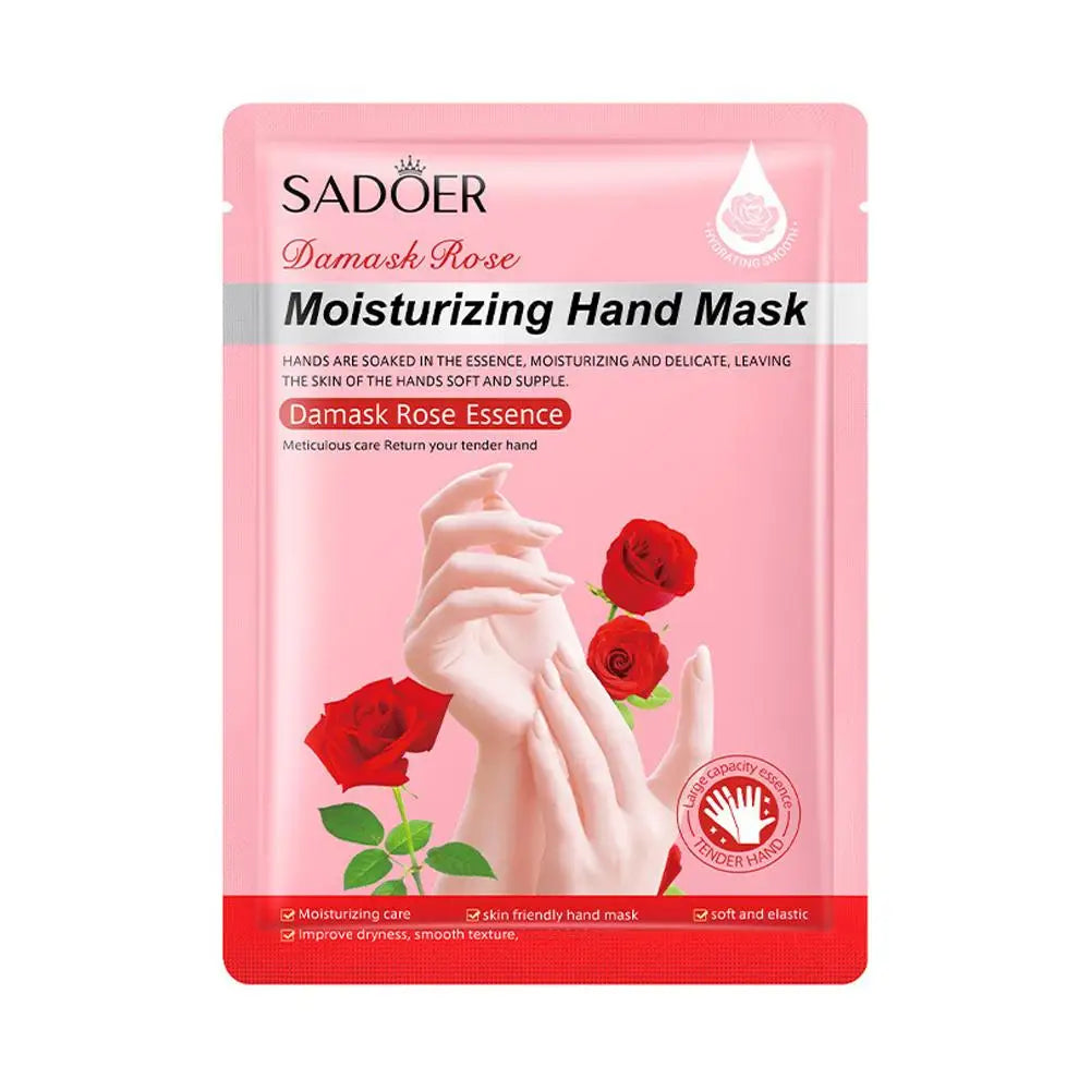 1 Hydrating Hand Mask Gloves Moisturizing Overnight Dry Cracked Hands Qme Rose-1PCS