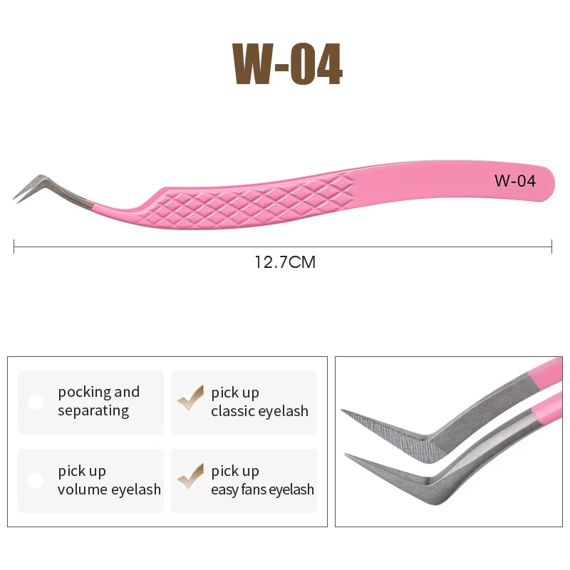 NATUHANA Dark Pink Eyelash Extension Tweezers Precision Anti-static Qme W-04 Rose pink