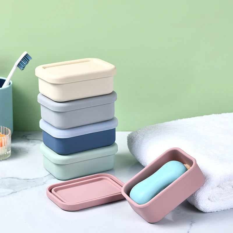 Large Leakproof Travel Soap Case Silicone Box Draining Layer Enhanced Qme