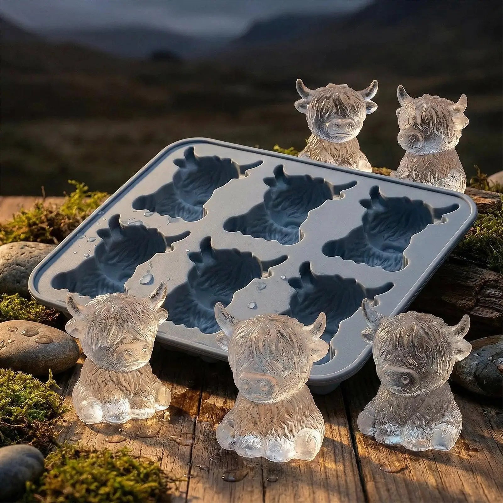 Ice Molds 6 Cavity Cow Shaped Flexible Chilling Cube Making Tool Whiskey Ice Cubes for Cocktails Bourbon Tequila Vodka Drinks Qme