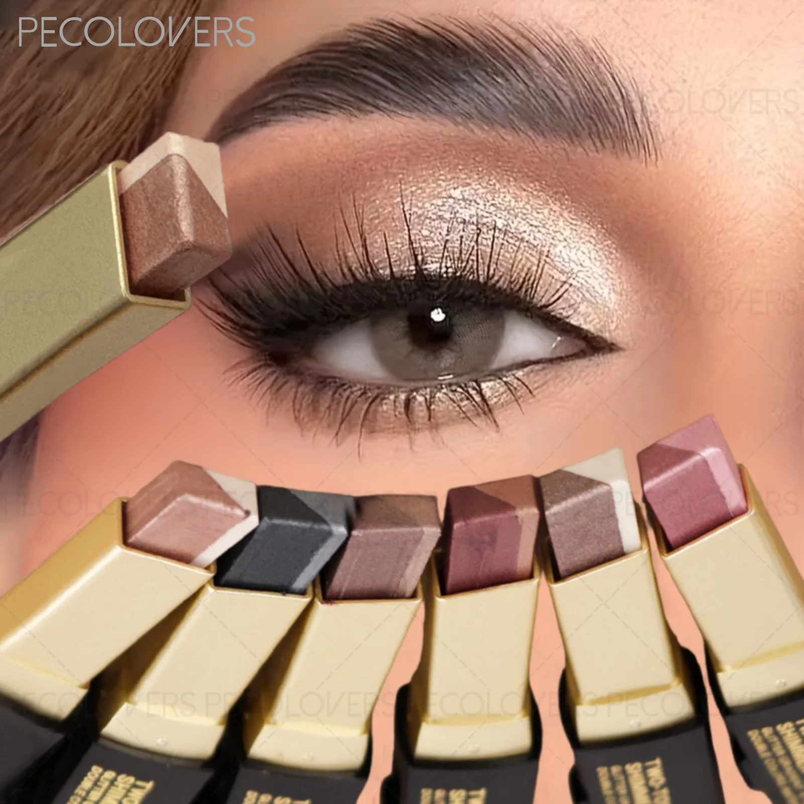 1PC Two-color Eyeshadow Stick, Eye Highlighter, Lazy Eyeshadow, One Touch To Set, High Color Development, Eye Cosmetics Qme