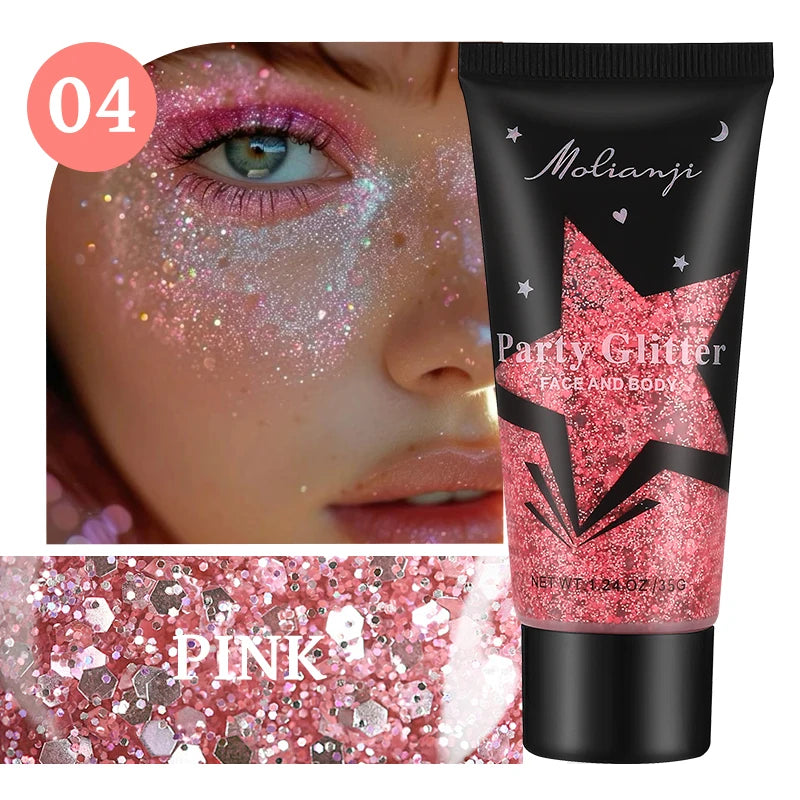 Sequin Gel Its Own Viscosity Easy Push Apply Long-lasting Makeup Qme 04 PINK