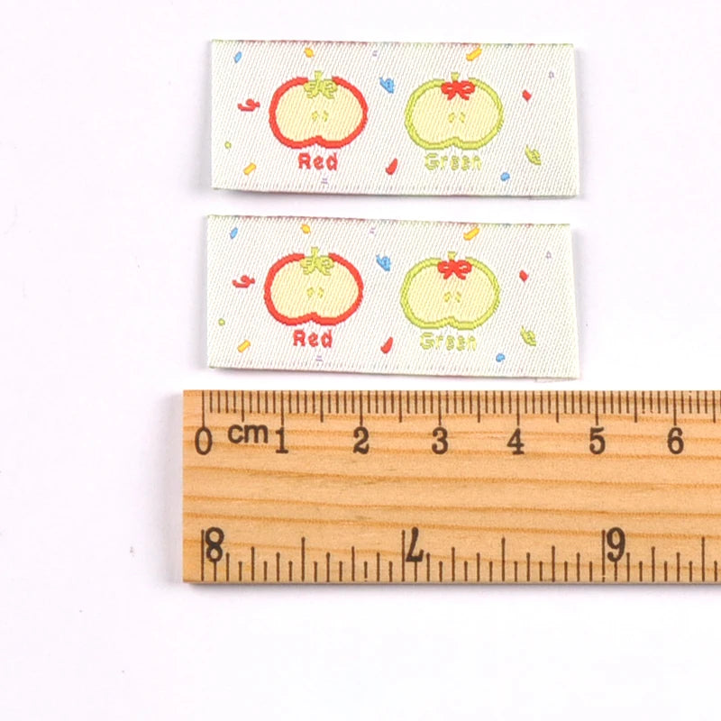 20pcs 18-53mm Assorted Cute Cherry Peach Fabric Labels, Handmade Sew On Tags for DIY Clothes Bags Crafts cp4301 Qme 47x20mm-3