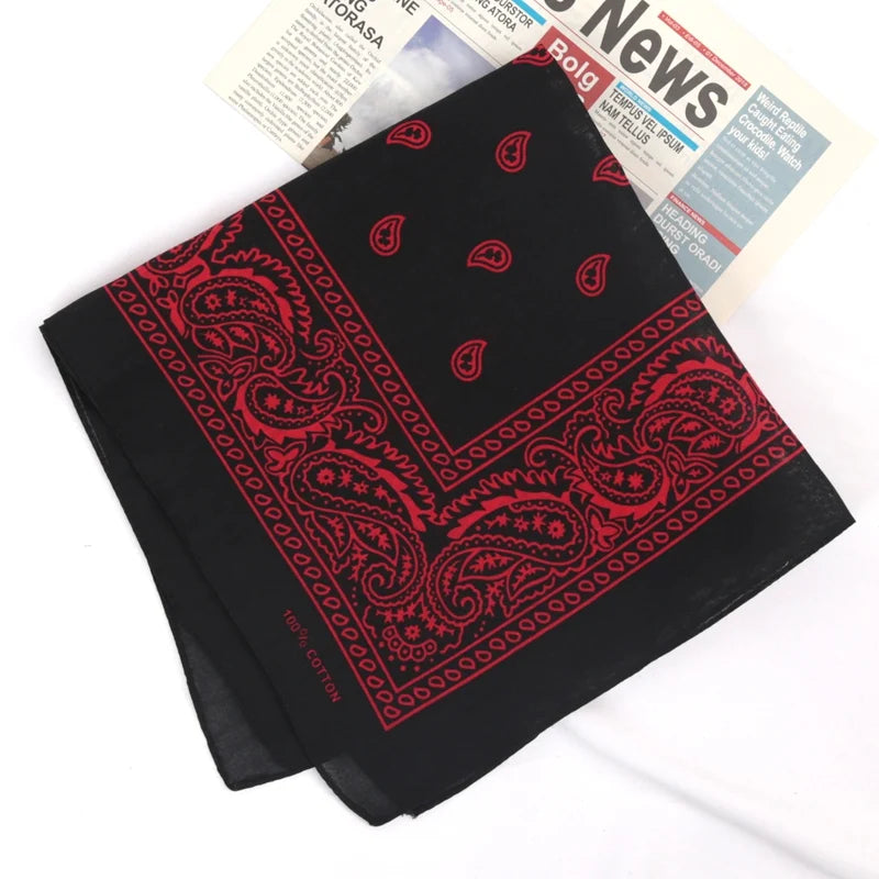 Unisex Cotton Bandana Kerchief Hip Hop Black Hair Band Neck Scarf Qme A21