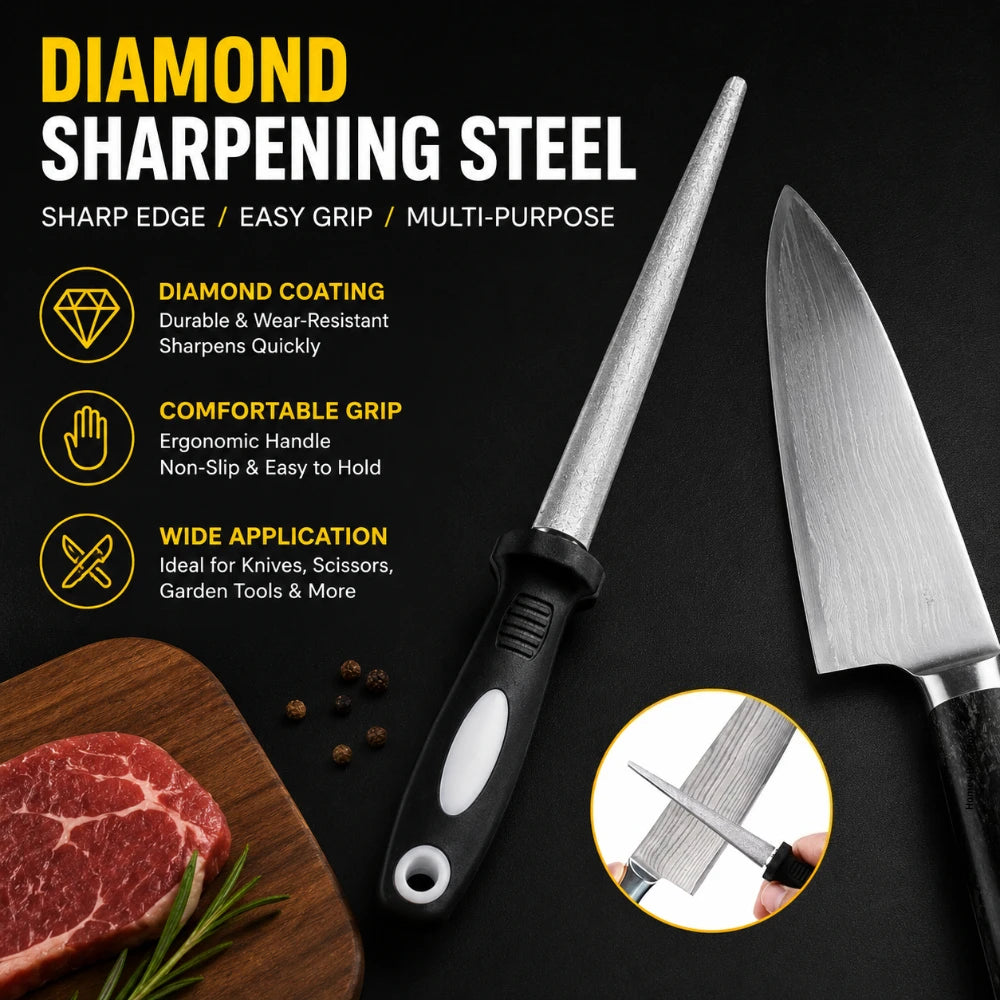 Ergonomic Handle Diamond Grinding Sharpener 1/3/5Pcs Wearproof Curved Flat Design Home Kitchen Blade Maintenance Tool Qme