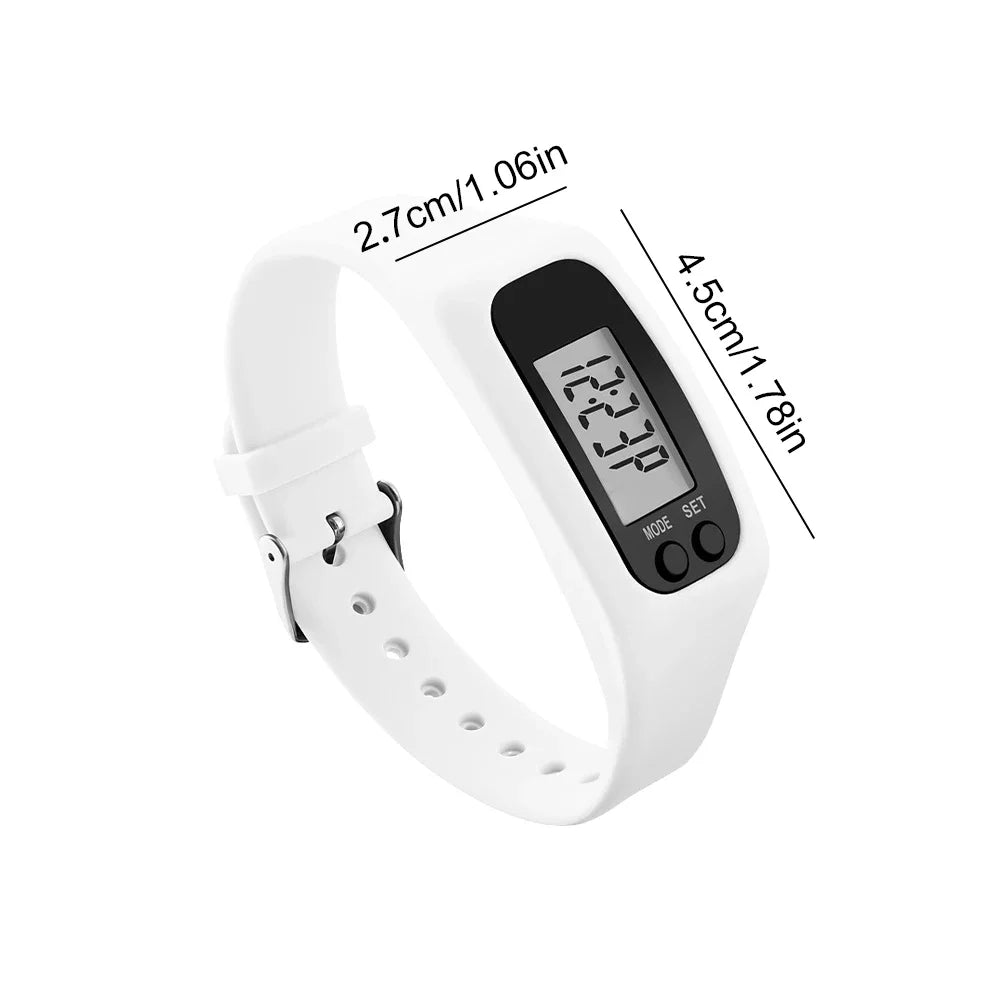 1/2PCS LED Pedometer Bracelet Step Counter Watch 12/24H Time Display Silicone Step Tracker Multi-Function Fitness Watch Qme