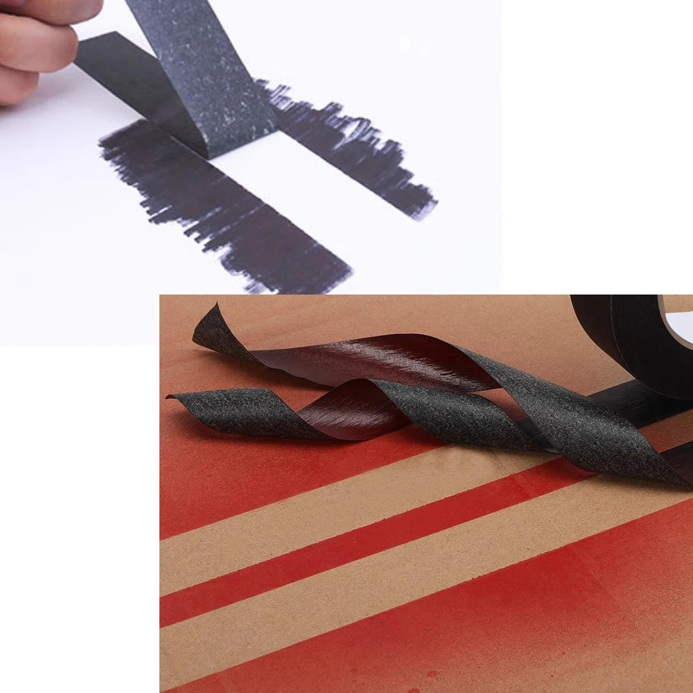 6 Rolls Black Masking Tape Painters Paper Tape for Arts DIY Crafts Painting Labeling Decoration School Projects Home Office Qme