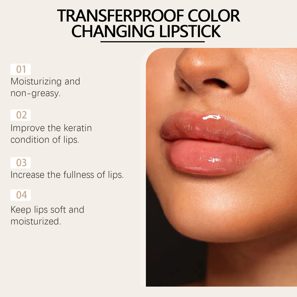 Gold Foil Color Changing Lip Balm Glossy Non-Sticky Nourishing Moisturizing Lasting Transferproof Color Changing Lipstick Qme