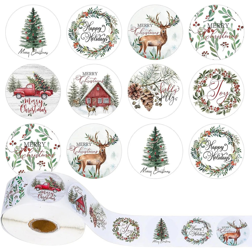 500Pcs Merry Christmas Stickers Christmas Theme Seal Labels Stickers For DIY Gift Package Envelope Stationery Decor Qme K130
