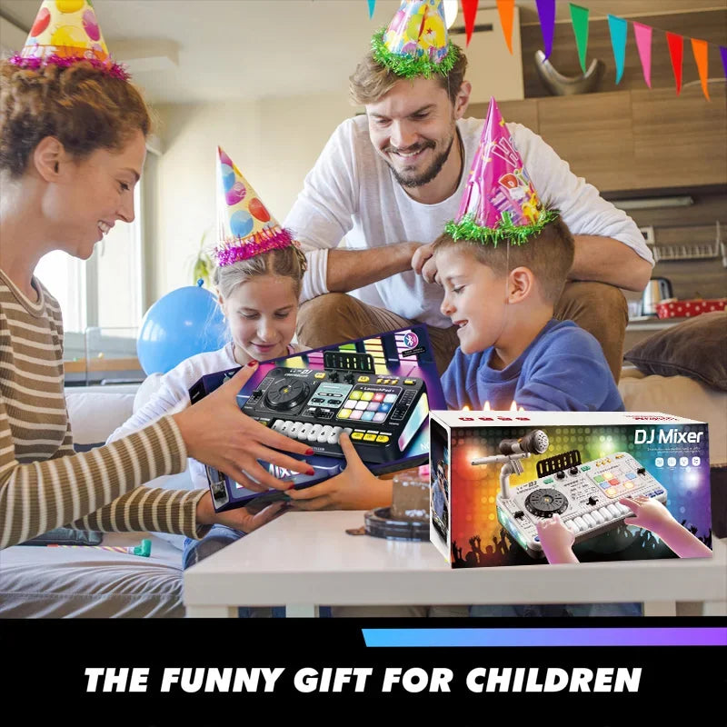 Kids Simulation DJ Mixer Controller Toys Multifunctional Music Effects Electronic Piano Keyboard Learning Birthday Gift Boy Girl Qme