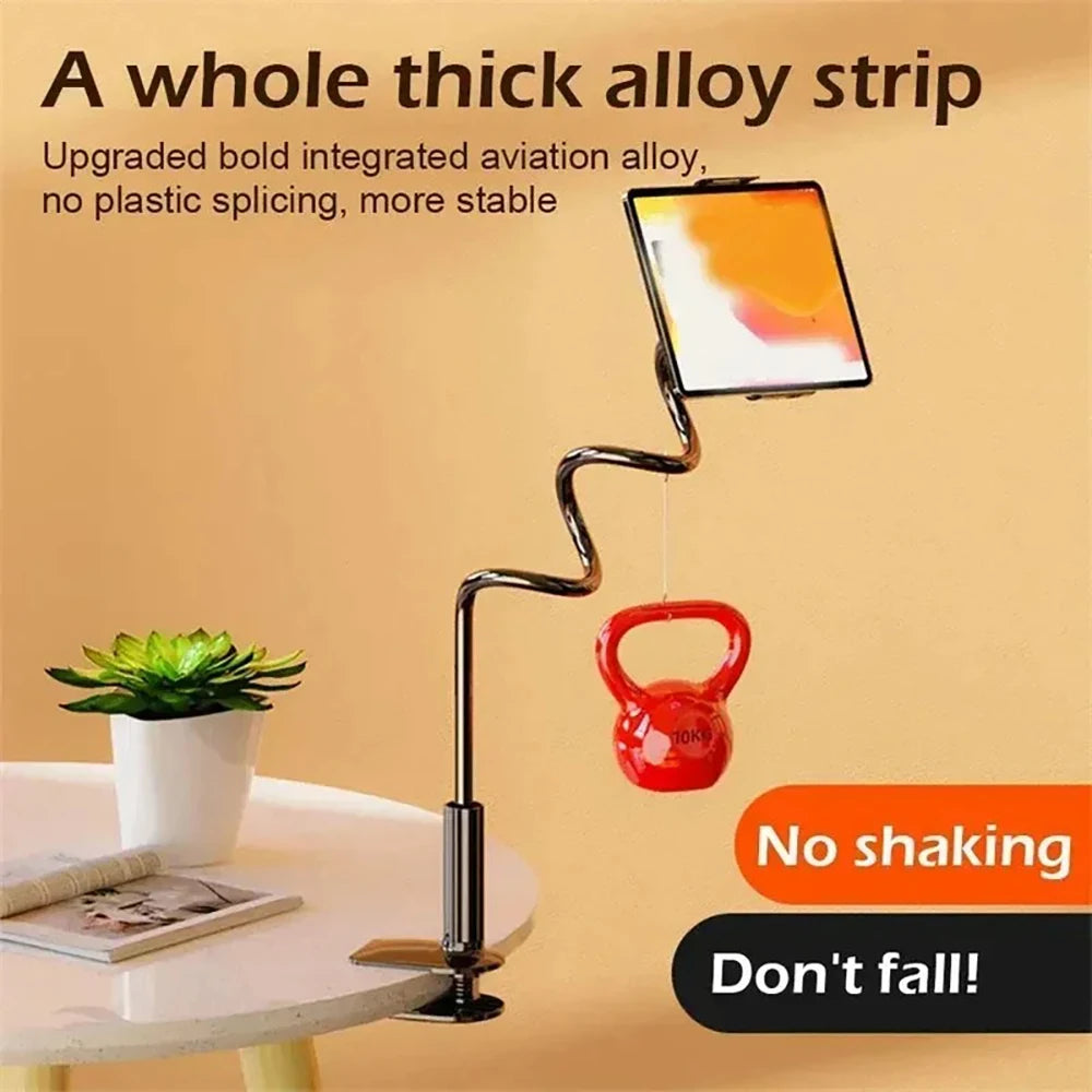 Lazy Bedside Desktop Phone Clamp Bracket Flexible Long Arm Gooseneck 75cm Overhead Live Stand For iPhone Samsung Xiaomi Huawei Qme