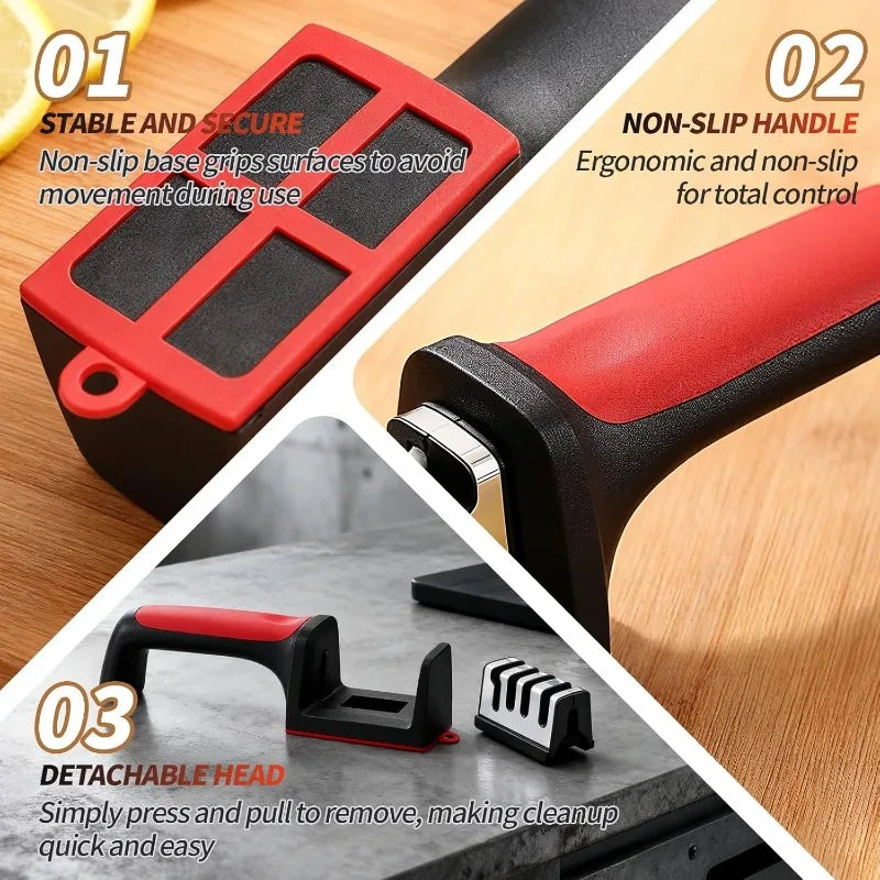 Kitchen 3/4-Segment Knife Sharpener Household Multi-Functional Hand-Held Three-Purpose Sharpening Stone for Home Kitchen Tools Qme