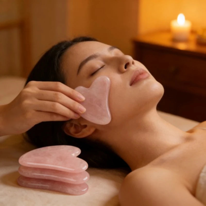 Natural Resin Heart Gua Sha Tool Crystal Stone Facial Massage Scraping Board For Face Lifting Skin Care Spa Massager Qme