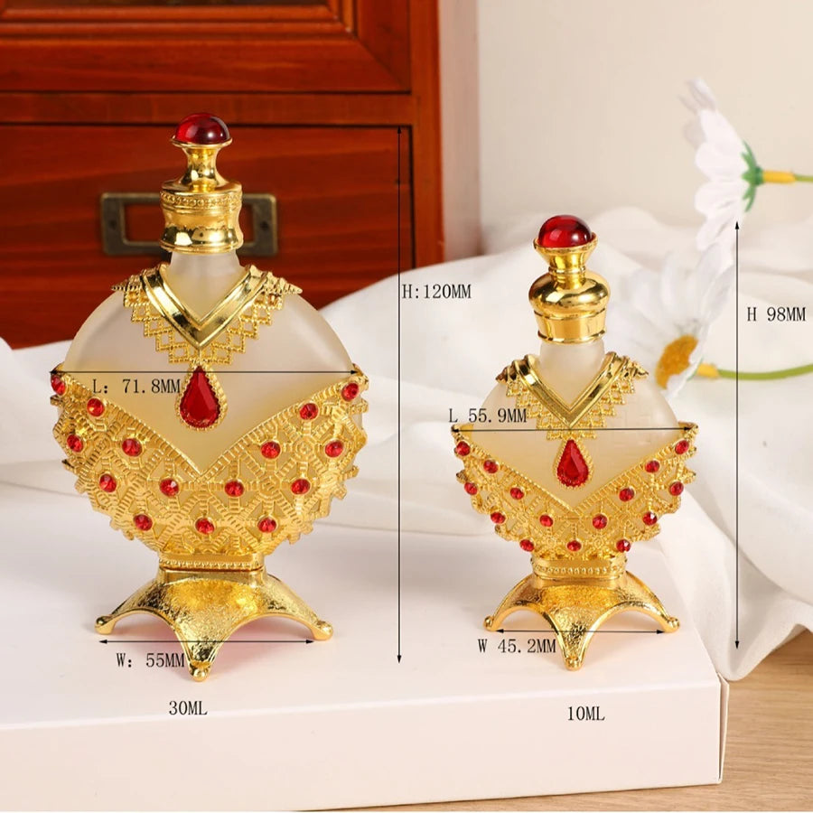 Crystal Rhinestone-encrusted Perfume Bottle Set, 30ml & 10ml Refillable Essential Oil Glass Dropper Bottles, Women's Accessories Qme